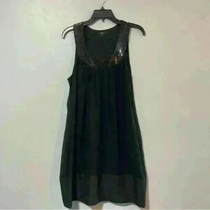 Express Women's Black Sleeveless  100% Silk Dress Sz L Party Cocktail Classic